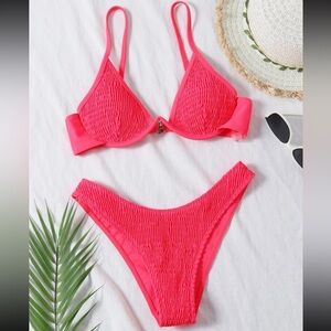 Pink bikini top with bottoms